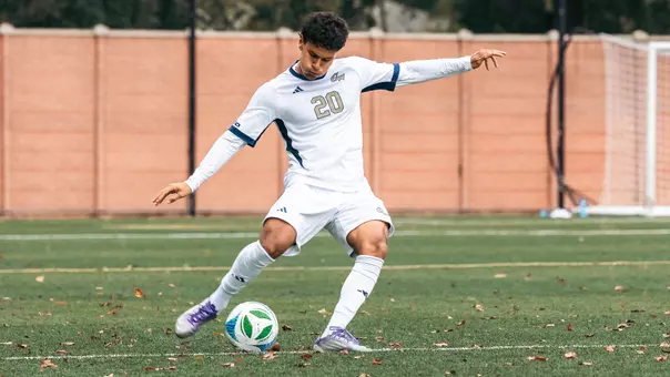 Omar Alsabagh passing at the GW Soccer Field