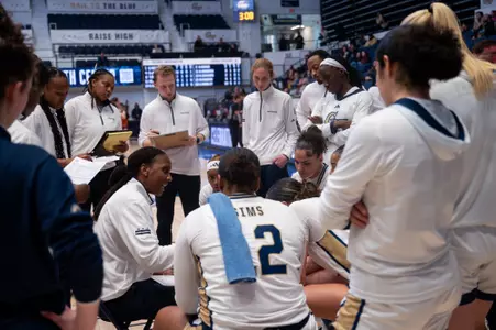 GW Women's Basketball Huddle vs. Loyola Chicago