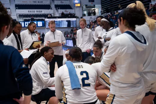 GW Women's Basketball Huddle vs. Loyola Chicago