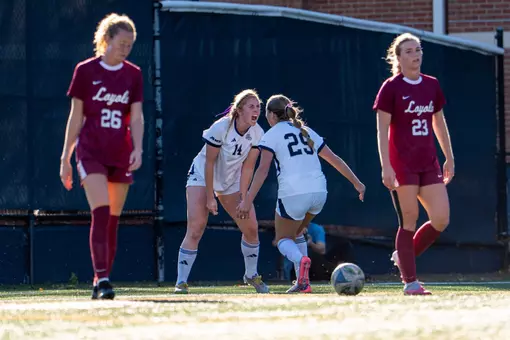 Kate McGrath and Isabelle Ohlmann Celebrate Goal vs. Loyola Chicago