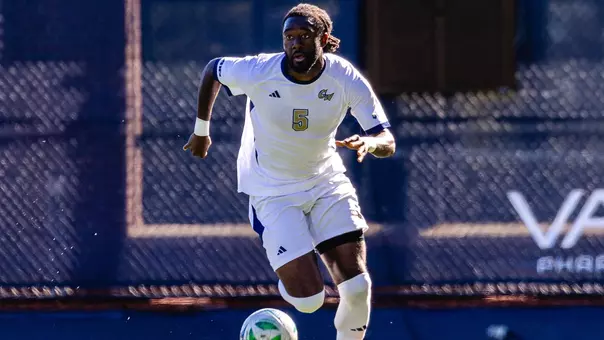 Foday Bangura dribbling at the GW Soccer Field