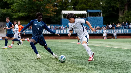 Yago Torres dribbling at a Rhode Island defender