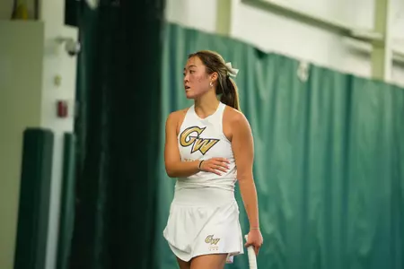 Madison Lee Prepares for a Serve vs. Mount St. Mary's