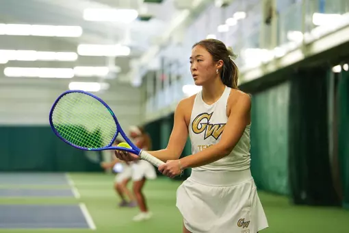 Madison Lee Prepares for a Serve vs. Mount St. Mary's