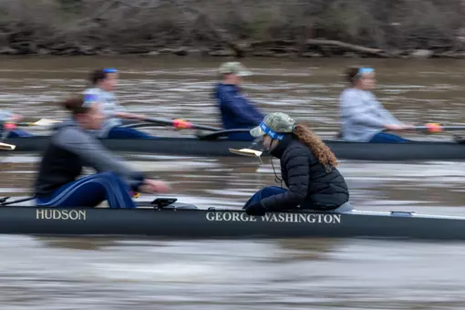 GW rowing practices on the Potomac