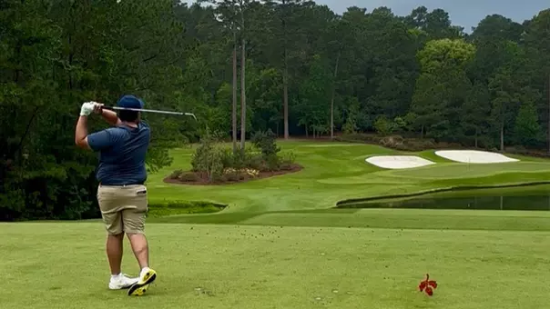 Manuel Barbachano tees off at Bluejack National