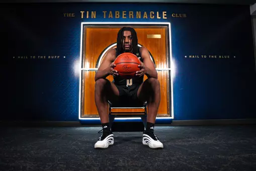 Omari Witherspoon poses for a photo in the Tin Tabernacle