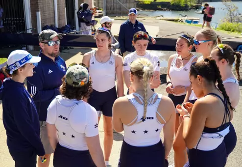 Paul Allbright talks with his crew before the GW Invite