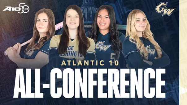 GW softball’s Ashley Corpuz was named the Atlantic 10 Player of the Year, the conference announced Thursday, crowning a member of GW softball as the top player in the conference for the fourth time in program history. Corpuz, who also earned A-10 All-Conference First Team (outfield) and All-Academic Team honors, was one of four Revolutionaries recognized with end-of-season awards. She was joined by Cece Smith, a First Team selection at pitcher, Second Team utility pick and All-Academic honoree, along with Paige Hayward on the All-Conference Second Team and Sydney Hogue on the All-Rookie Team.