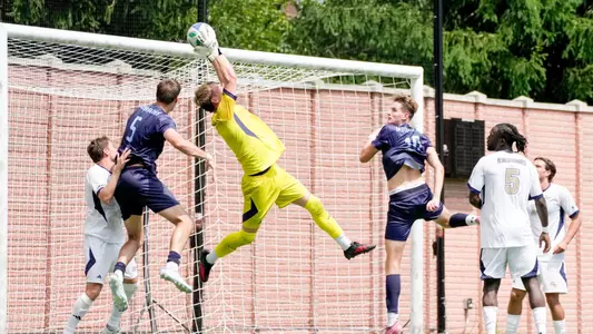 Tom Macauley making a save vs. ODU