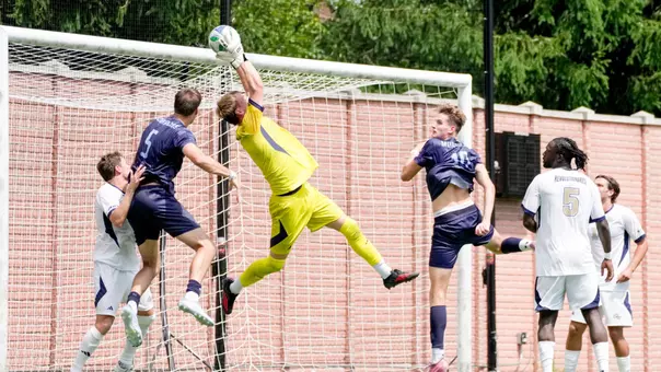 Tom Macauley making a save vs. ODU