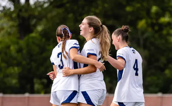 Isabelle Ohlmann Celebrates a Goal vs. Colgate with her Teammates