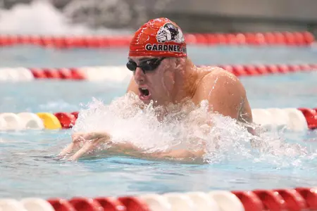 Denmark Wins 200 I.M. to Lead GWU Men's Swimming to Third Place Showing at Wingate Quad Meet Image