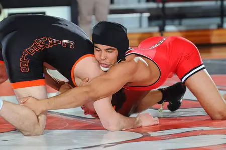 GWU Wrestling Edged by Appalachian State, 21-19, in Dual Match Action Image