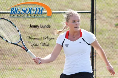 Jenny Lunde Named Big South Women's Tennis Player of the Week Image