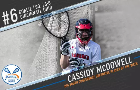 Cassidy McDowell Named Big South Defensive Player of the Week Image