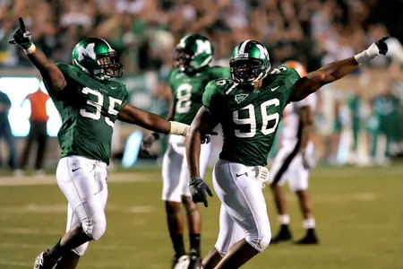 Harris and McClellan Celebrate after blocked kick vs BGS