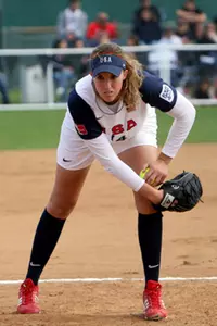 Keynote speaker and instructor Monica Abbott in the 2008 Olympics.