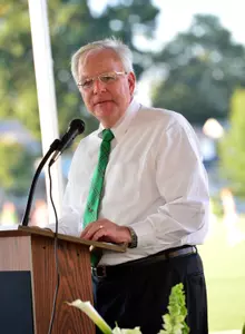 Dr. Kopp at the Hoops Family Field dedication