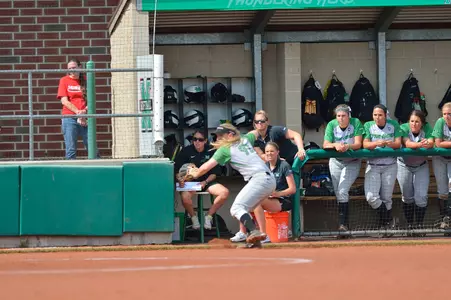 Senior Katalin Lucas playing third base against Florida Atlantic in 2015.