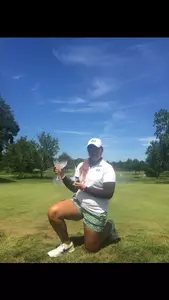 Huang with her runner-up trophy