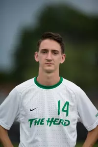 Junior Myles Newhouse scored two of Marshall's three goals in the 3-2 OT win against Liberty.