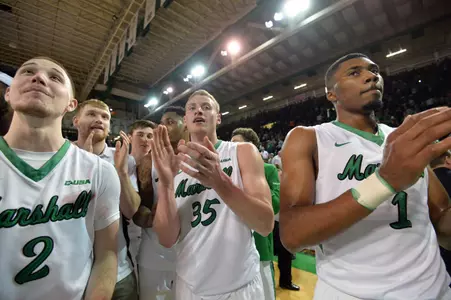 Loop and the Herd celebrating after his buzzer-beating game-winner against Southern Miss.