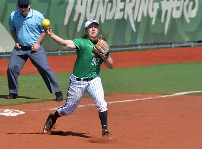 Senior Katalin Lucas made several great plays for Marshall at third base vs. Charlotte.