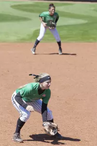 Katalin Lucas and Elicia D'Orazio on the field at North Texas.