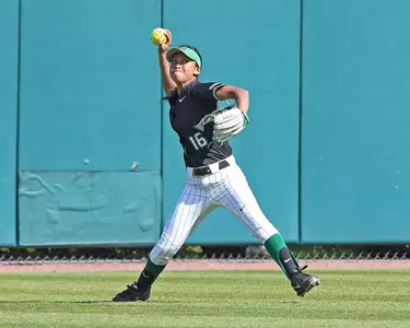 Sophomore Abigail Estrada made three great plays in the bottom of the seventh to preserve the win in game one.
