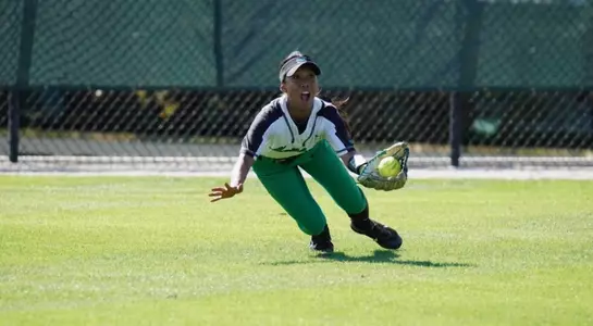 Junior Abigail Estrada with a diving catch in the win over Oakland.