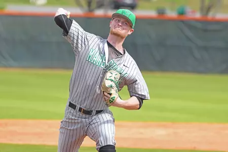 Starting pitcher Brad O'Connor (#9) pitched a complete game in Marshall's victory