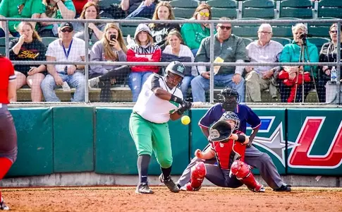 Freshman Aly Harrell belted her sixth home run of the season game one.