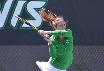 Marija Bogicevic won a doubles match and forced a first-set tiebreaker in her singles match.