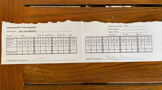 Tyler Jones record-breaking scorcecard