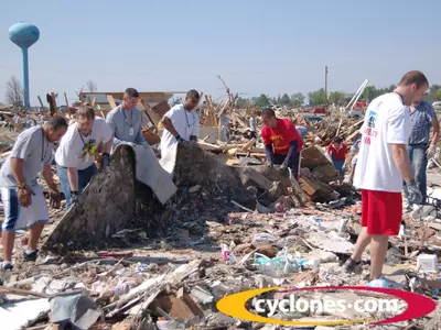 Football Team Aids in Parkersburg Relief