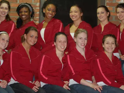 Gymnasts Cheer Wrestlers at Big 12 Meet