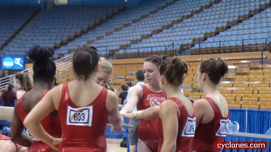 No. 17 ISU Gymnasts Practice in the Pauley Pavilion