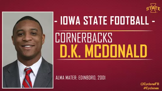 D.K. McDonald To Coach Cornerbacks At Iowa State