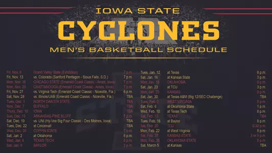 Iowa State's Big 12 Schedule Announced