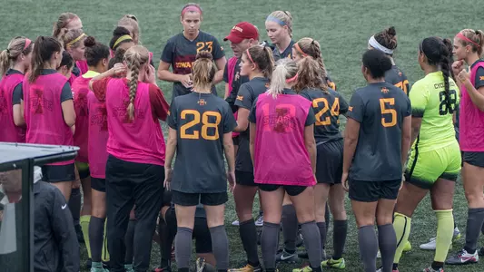 Soccer team huddle