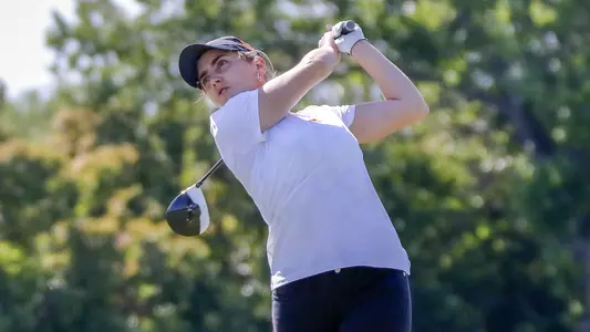 Iowa State Sr Celia Barquin Arozamena competing in Round 2 of  the 2018 Big 12 Women's Golf Championship at the Dallas Athletic Club on Friday, April 20, 2018