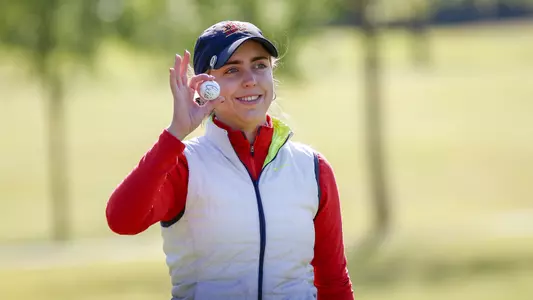 Iowa State Sr Celia Barquin Arozamena competing in Round 1 of the 2018 Big 12 Women's Golf Championship at the Dallas Athletic Club on Friday, April 20, 2018