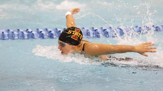 ISU Jr Haley Ruegemer competing in the W 100Yd Butterfly at the 2018 Big 12 Swimming and Diving Championship at the Lee and Joe Jamail Texas Swimming Center on Friday, February 23, 2018.
