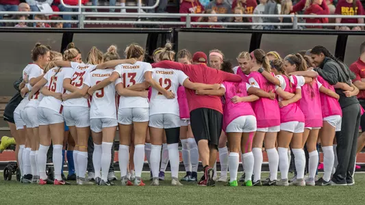 Soccer team huddle