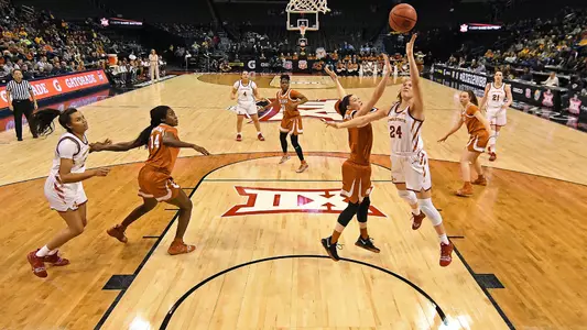 Iowa State and Texas compete during the Phillips 66 Big 12 Women's Basketball Championship at Chesapeake Energy Arena in Oklahoma City, Oklahoma on March 10, 2019. (Scott D. Weaver/Big 12 Conference)