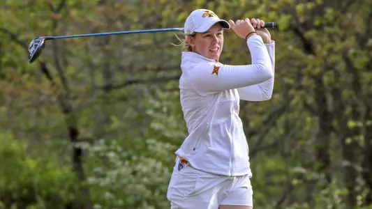 Iowa State SO Alanna Campbell competing in Round 3 of the 2019 Big 12 Women's Golf Championship at the Golf Club of Oklahoma in Broken Arrow, Oklahoma on Tuesday, April 16, 2019