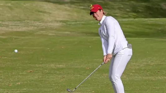 Iowa State JR Amelia Grohn competing in Round 3 of the 2019 Big 12 Women's Golf Championship at the Golf Club of Oklahoma in Broken Arrow, Oklahoma on Tuesday, April 16, 2019