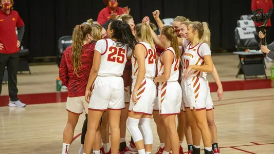 Action from NCAA womens basketball game between the UNO Mavericks and the Iowa State Cyclones at Hilton Coliseum in Ames, Iowa on November 25, 2020. Photo © Wesley Winterink.