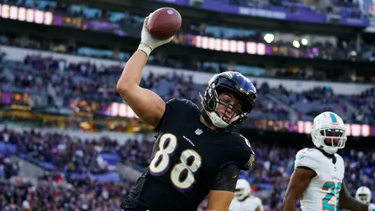 Charlie Kolar celebrates his first career NFL TD.